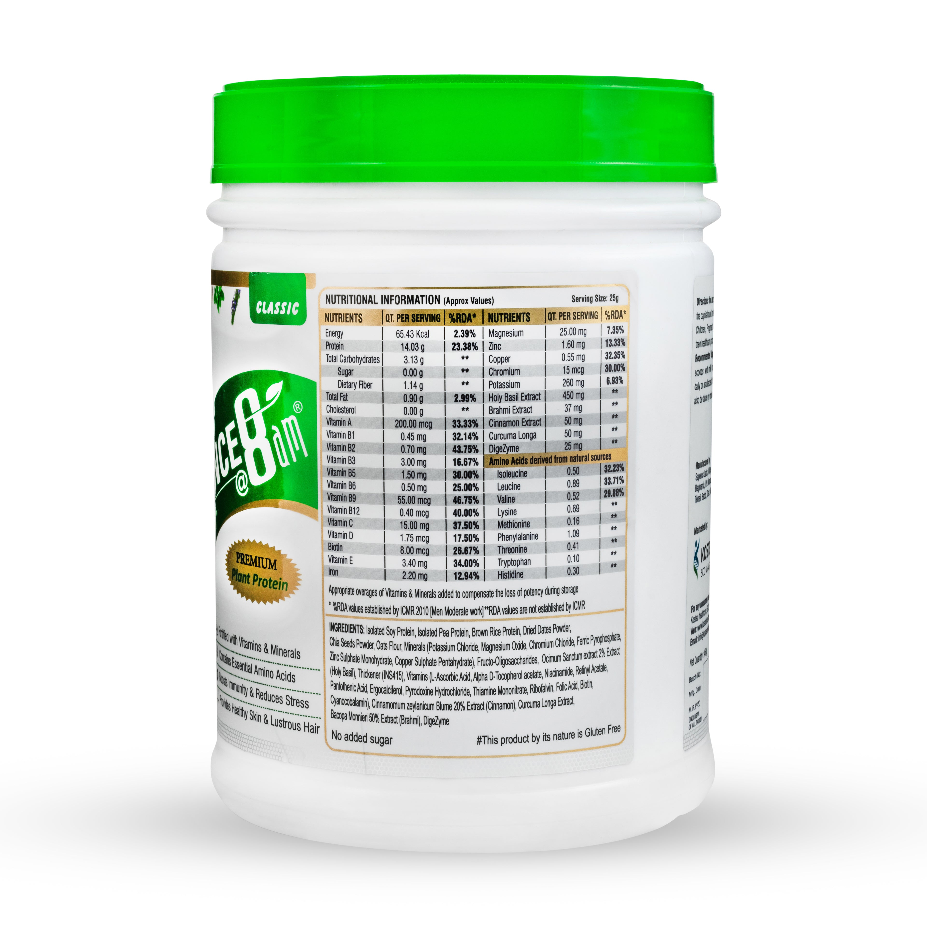 PROTIENCE @ 8am Classic Plant Protein Powder - 250g | Gluten-Free