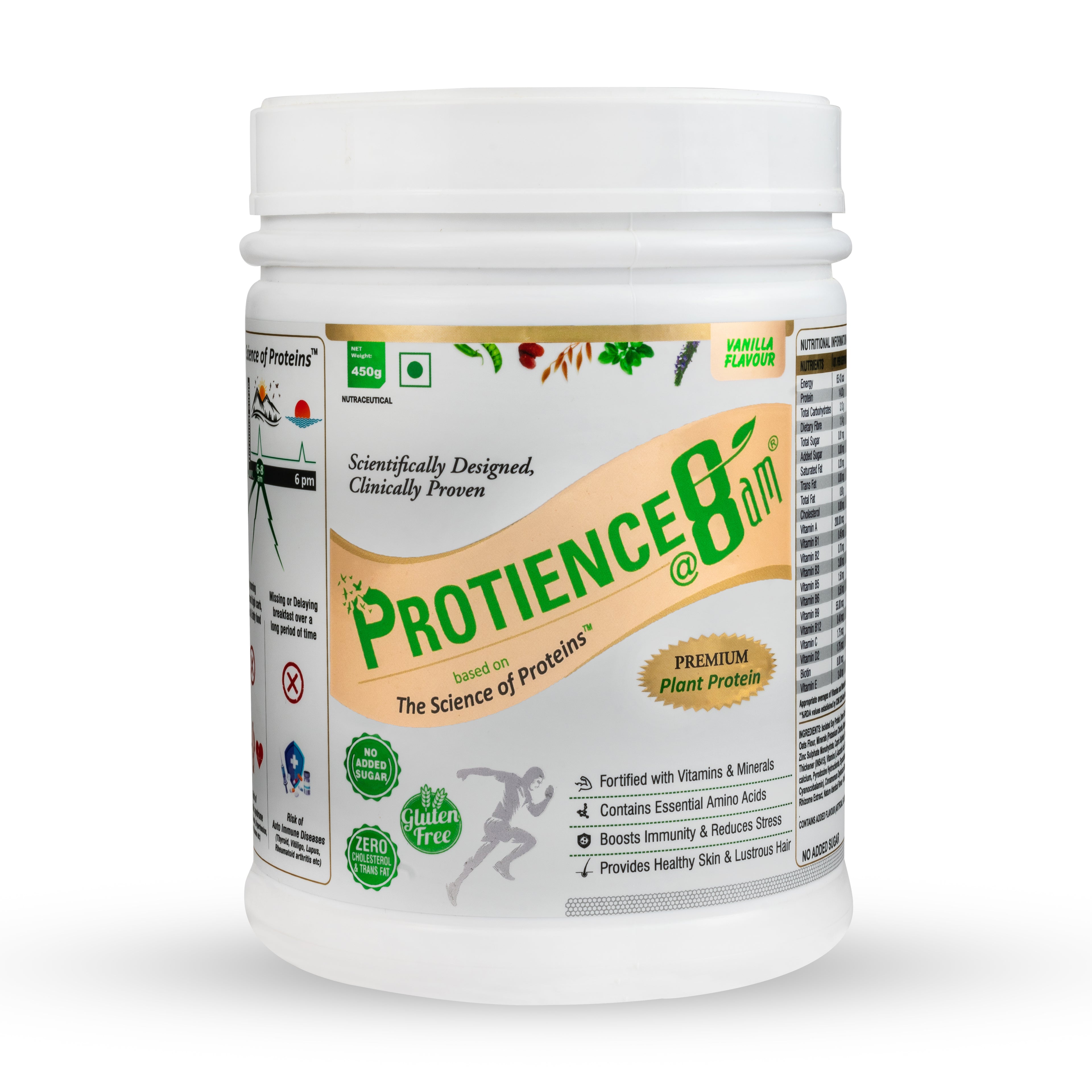 PROTIENCE @ 8am Vanilla Plant Protein Powder - 250g | Gluten-Free