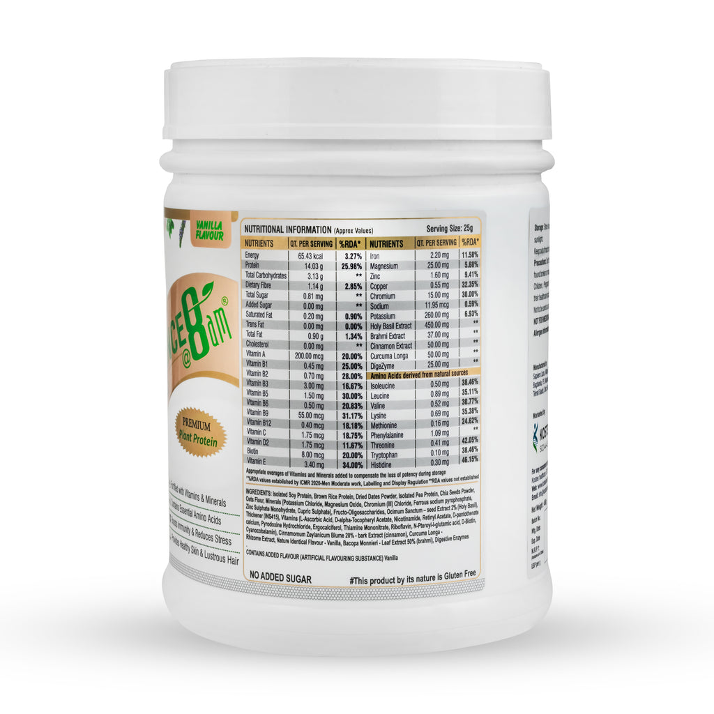 PROTIENCE @ 8am Vanilla Plant Protein Powder - 250g | Gluten-Free