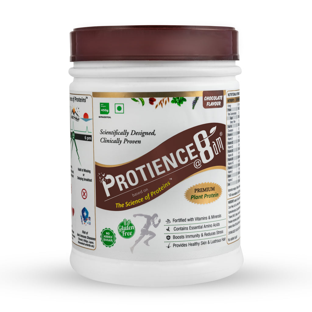 PROTIENCE @ 8am Chocolate Flavor Premium Plant Protein Powder - 450g | Gluten-Free