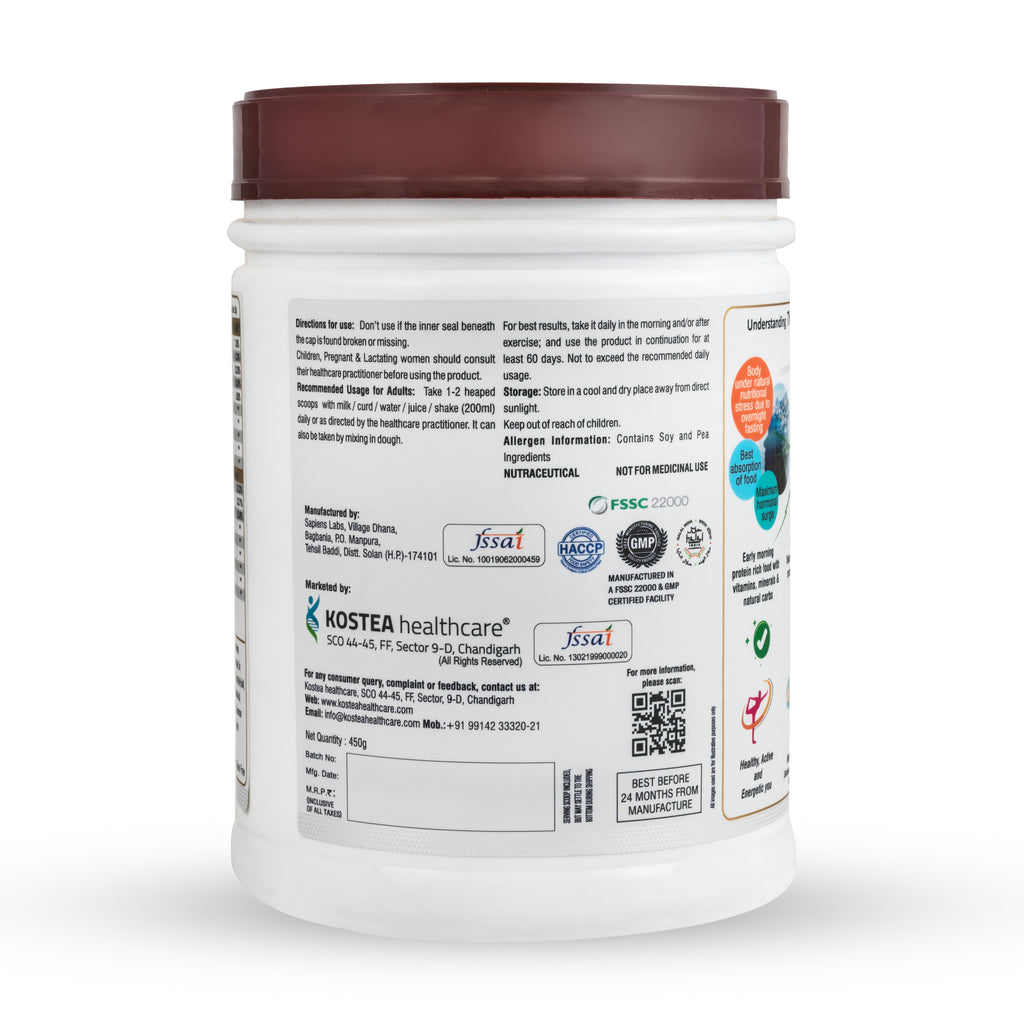 PROTIENCE @ 8am Chocolate Flavor Premium Plant Protein Powder - 450g | Gluten-Free
