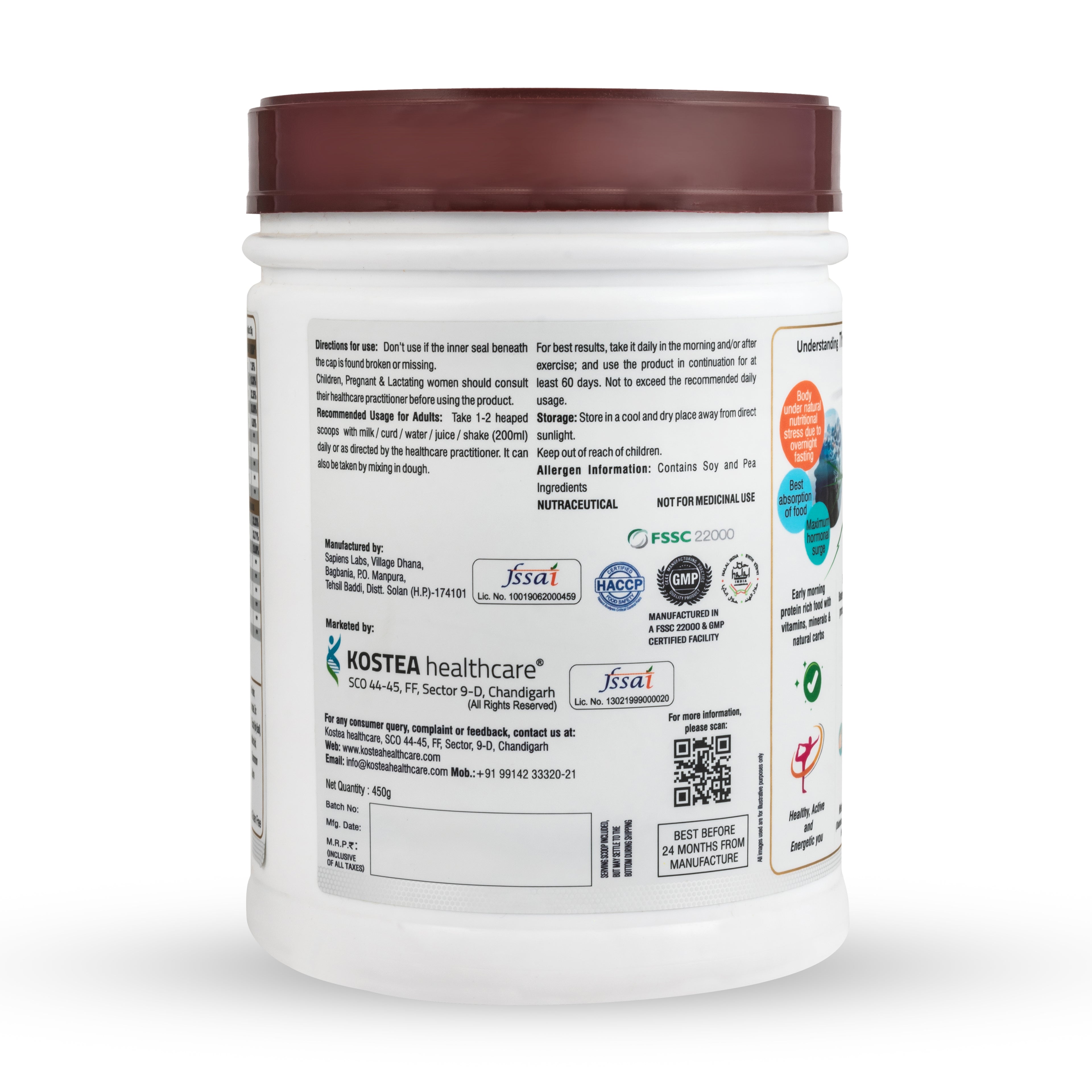 PROTIENCE @ 8am Chocolate Flavor Premium Plant Protein Powder - 250g | Gluten-Free