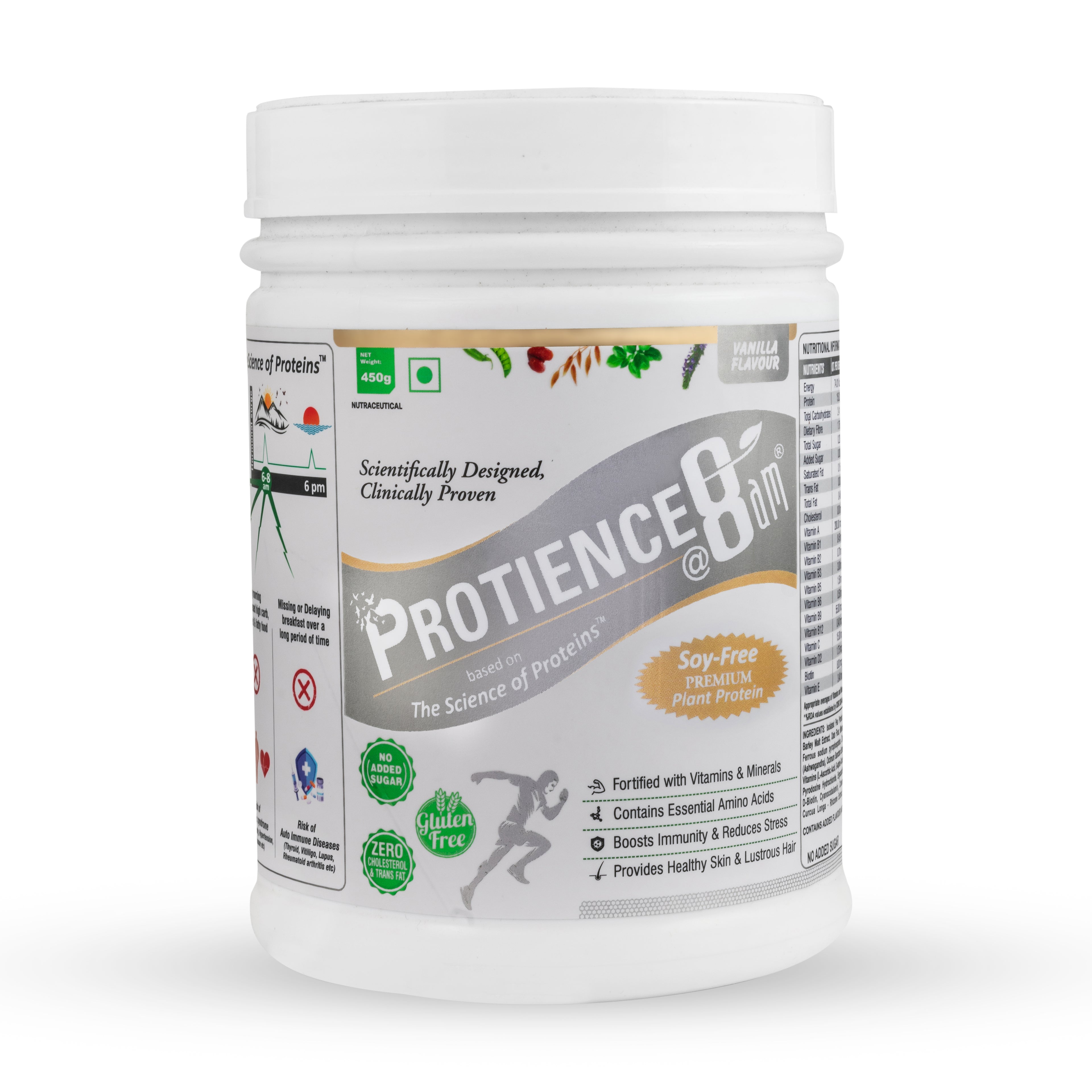 PROTIENCE @ 8am Vanilla Soy Free Premium Plant Protein Powder - 250g | Gluten-Free