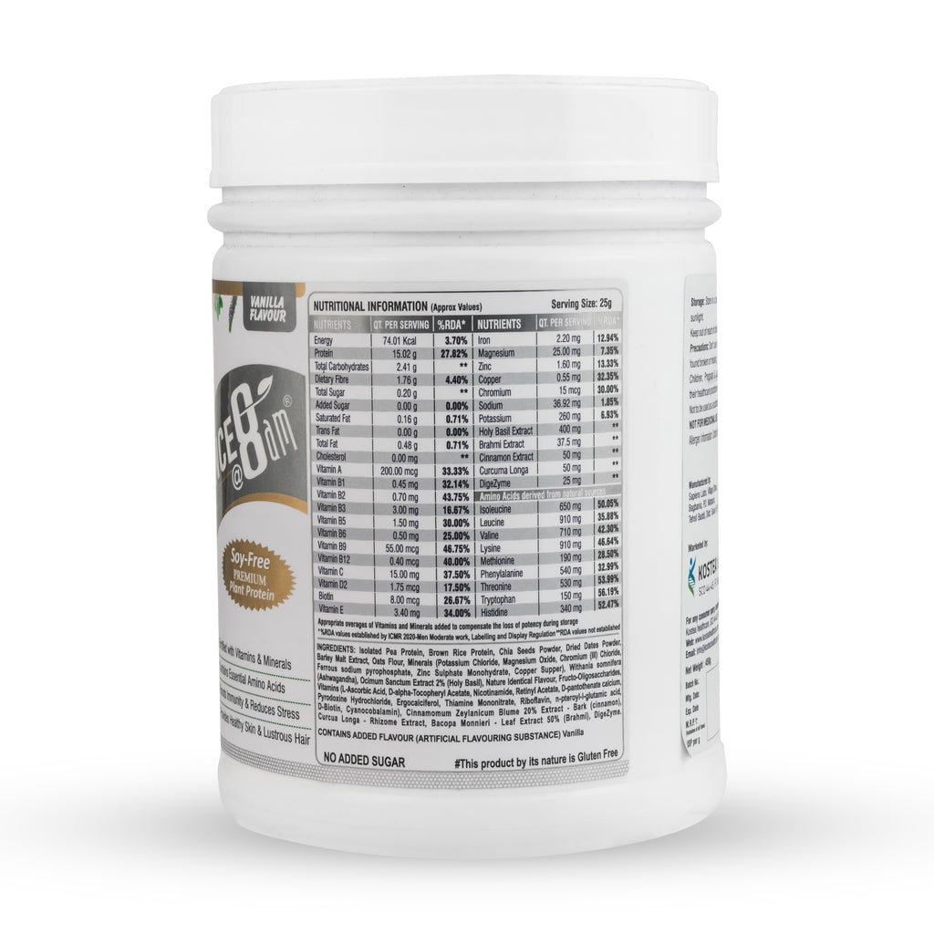 PROTIENCE @ 8am Vanilla Soy Free Premium Plant Protein Powder - 250g | Gluten-Free
